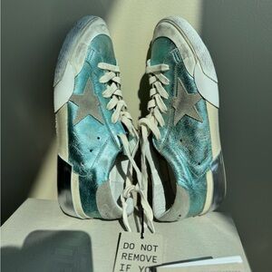 NWT Golden Goose Superstar Vintage Laminated Sneaker, Mint/teal, Size 39 (US 9)